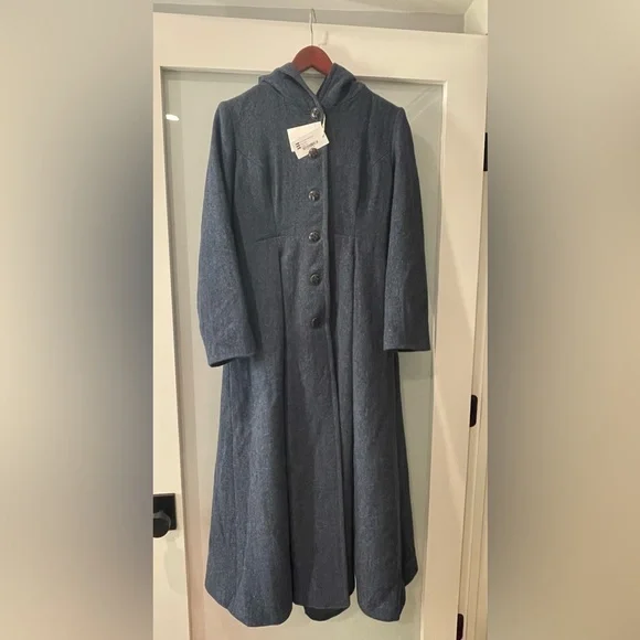 Linennaive My Fair Lady 26 Hooded Wool Coat size medium in Starry Blue NWT - Picture 2 of 8
